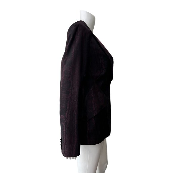 $2190 Alexander McQueen Burgundy Black Silk Blazer Wool Jacket size 44 - Picture 6 of 9